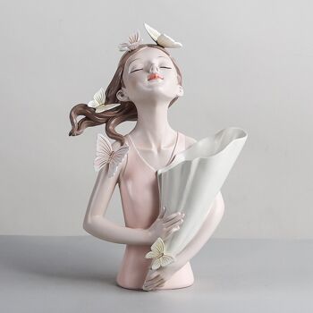 Vase - Vase à fleurs Lucie - Ensemble - Jardinière - Figurine décorative en résine 4