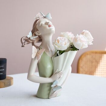 Vase - Vase à fleurs Lucie - Ensemble - Jardinière - Figurine décorative en résine 5