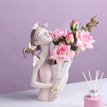 Vase - Vase à fleurs Lucie - Ensemble - Jardinière - Figurine décorative en résine 6