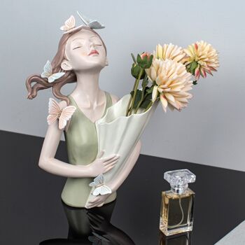 Vase - Vase à fleurs Lucie - Ensemble - Jardinière - Figurine décorative en résine 7