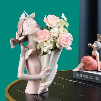 Vase - Vase à fleurs Lucie - Ensemble - Jardinière - Figurine décorative en résine 8