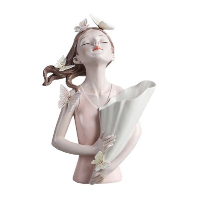 Vase – Lucie Blumenvase – Rosa – Harzfigur – dekorativer Übertopf