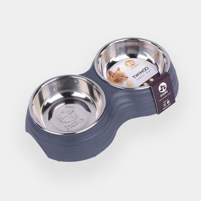 TWINOO double bowl for cats - Gray