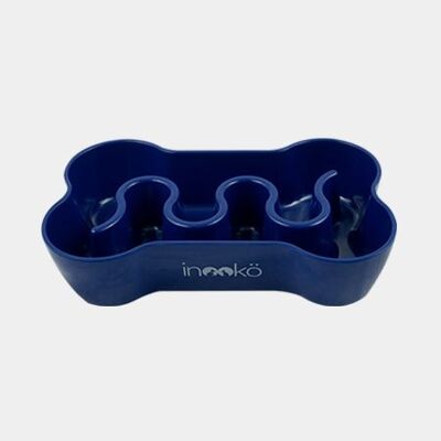 Navy blue anti-glutton bowl
