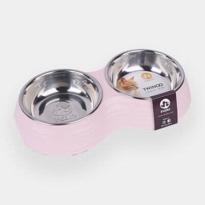 TWINOO double bowl for cats - Pink