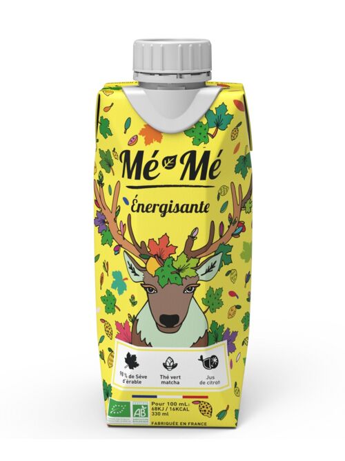 Thé Glacé Mé-Mé Énergisante - Thé Vert Matcha, Citron & Sève d'érable 33cl - Bio - Français - Sans sucre raffiné