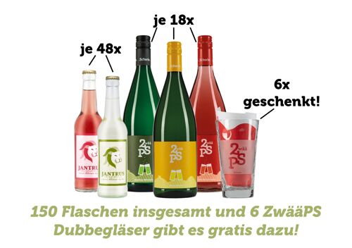 Schorle-Helden Starterpaket - 150 Flaschen + 6 Gläser geschenkt!
