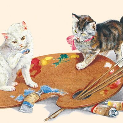 Carte postale chats peinture