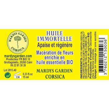 Huile d'Immortelle Corse 15ml. Macérat de fleurs BIOLOGIQUE, prêt à l'emploi 2