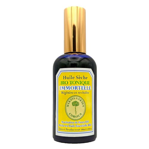 Huile Sèche BIOTONIQUE 100ml. A l'Immortelle et Myrte Corse. Multifonction pour corps, visage, cheveux