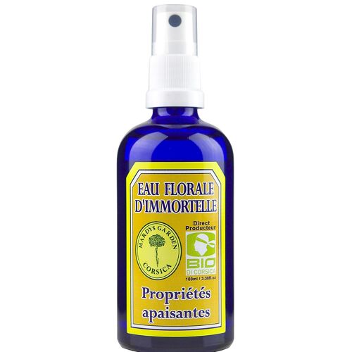 Eau Florale Immortelle BIOLOGIQUE 100ml, origine Corse. Propriétés apaisantes