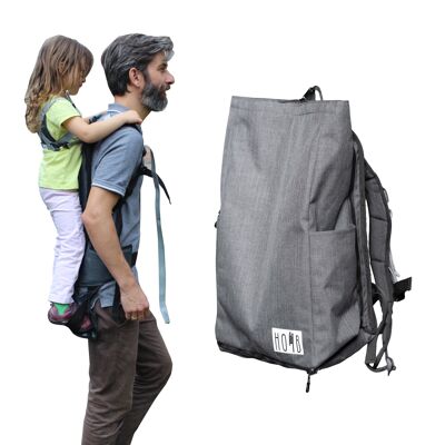 HOMB backpack for parents with back carrier mottled grey