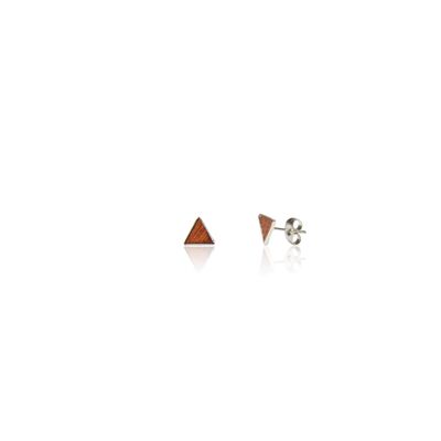 Ear studs Triangular Mahogany