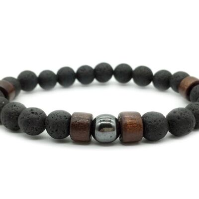 Pulsera de piedra de lava - madera