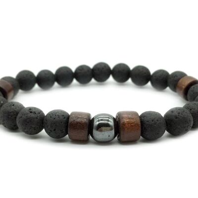 Lava Stone - Wood Bracelet