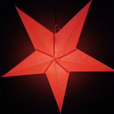 Estrella de papel liso rojo 5 puntas