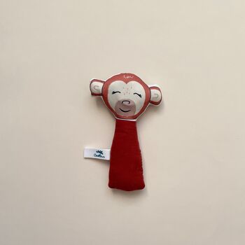 Hochet gling-gling Singe rouge terracotta 1