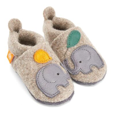 Wool felt slippers - felt elephant Benni