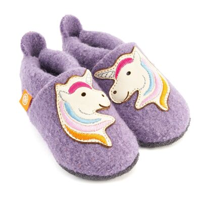 Pantuflas de fieltro de lana - unicornio de fieltro Ella