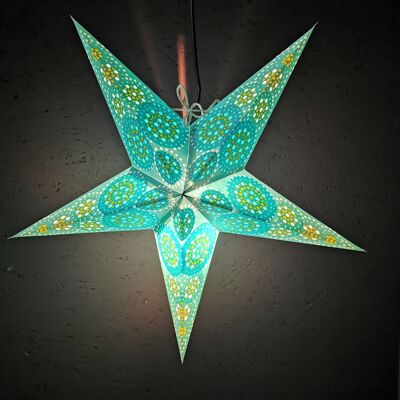 Estrella de papel espiral turquesa mini 5 puntas