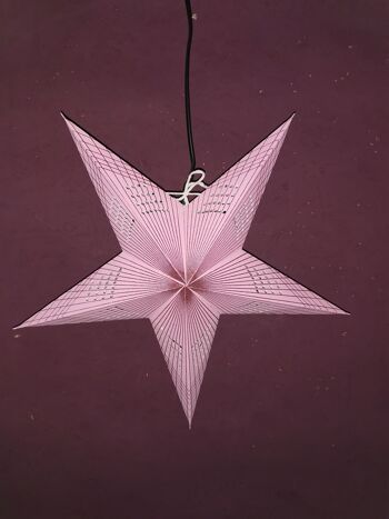 Prisme étoile en papier mini rose 5 points avec paillettes 2