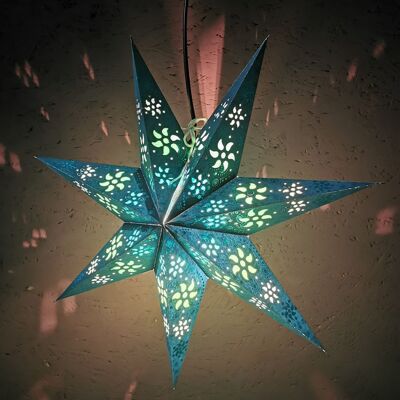 Paper star azure mini 7 points with glitter