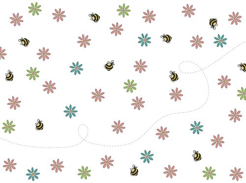 Cute Bumble Bee and Flower Wrapping Paper with FREE GIFT TAG