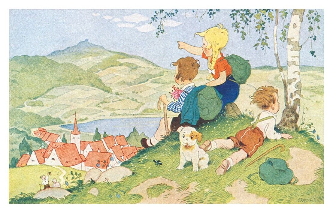 Cartolina della passeggiata in collina