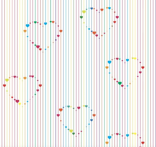 Multi-coloured Hearts and Lines Wrapping Paper with FREE GIFT TAG
