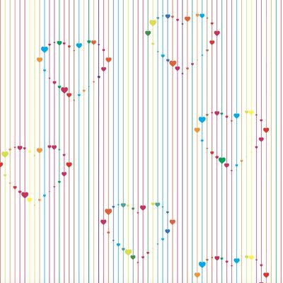 Multi-coloured Hearts and Lines Wrapping Paper with FREE GIFT TAG