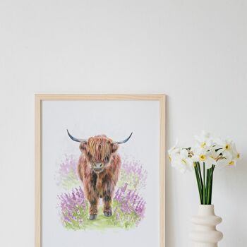Affiche - Highland Cow et Heather 4