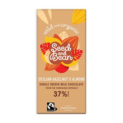 SICILIAN HAZELNUT & ALMOND MILK CHOCOLATE 75G BAR (37% COCOA) (10 x 75g)