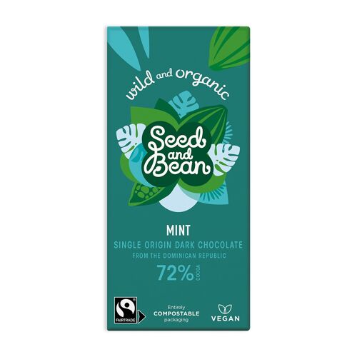 Mint Extra Dark Vegan Chocolate 75g bar (72% cocoa) ( 10 x 75g)