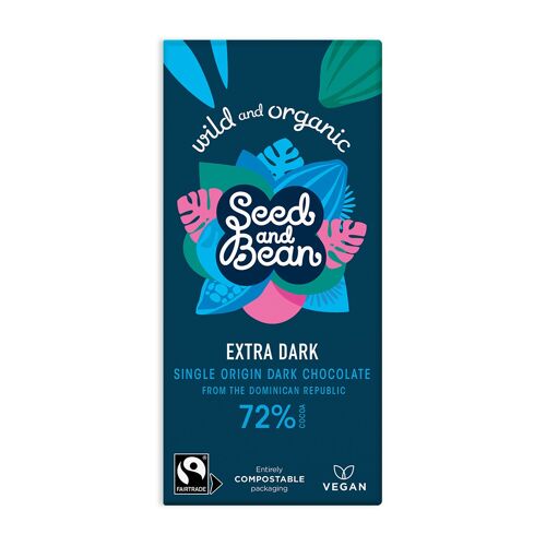 Extra Dark Vegan Chocolate 75g bar (72% cocoa) ( 10 x 75g)