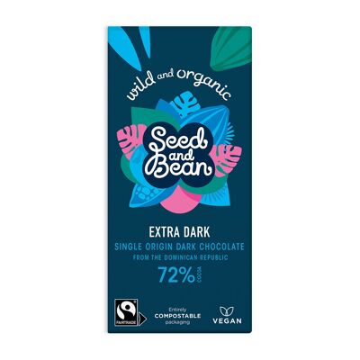 Extra Dark Vegan Chocolate 75g bar (72% cocoa) ( 10 x 75g)