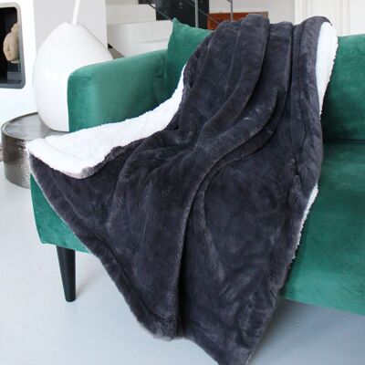 Imitation Fleece Blanket "Rabbit" Anthracite Gray - Winter 2024 Collection