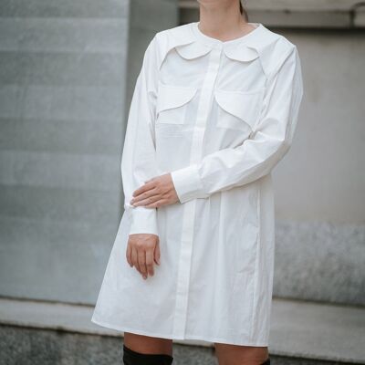 Camicia geometrica in cotone bianco