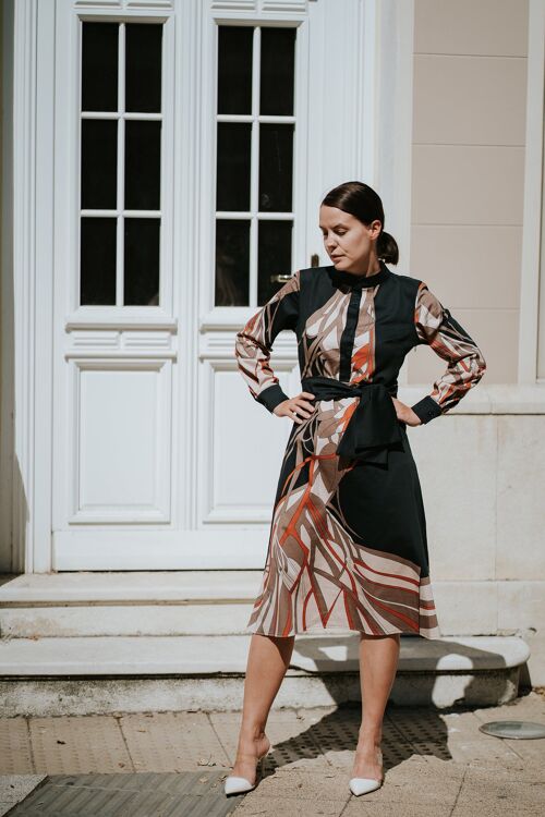 Black Dress with Colorful Print