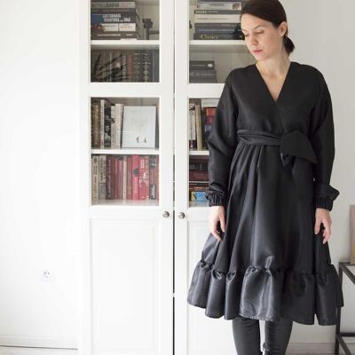 Robe en taffetas noir Abigail