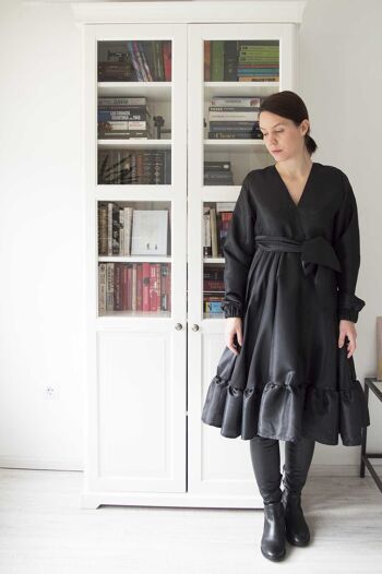 Robe en taffetas noir Abigail