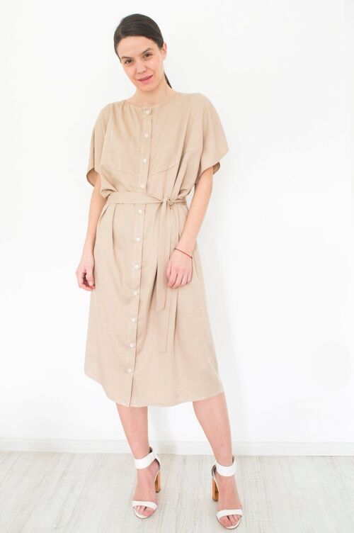 Beige Minimalist Shirt Dress Anina