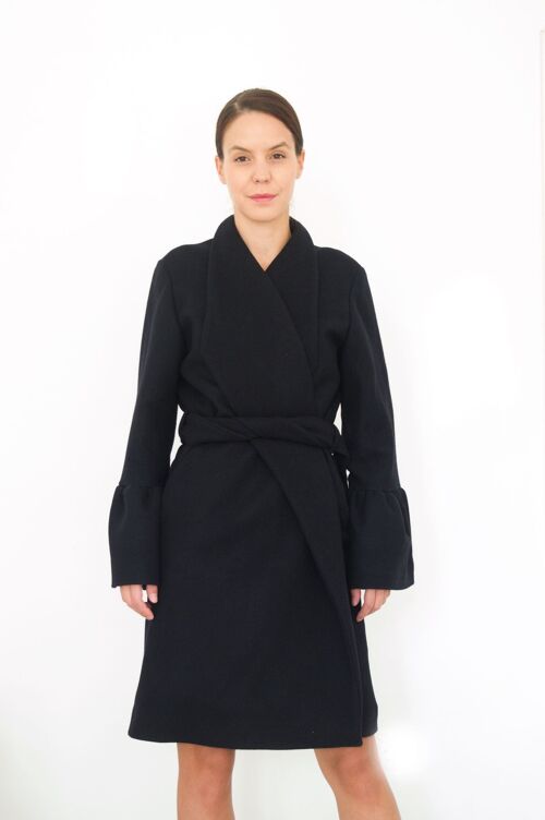 Black Wool Winter Coat Navy