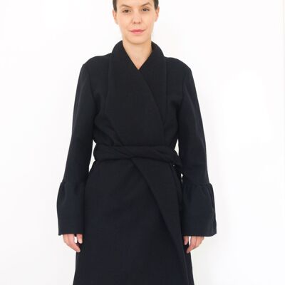 Black Wool Winter Coat Navy