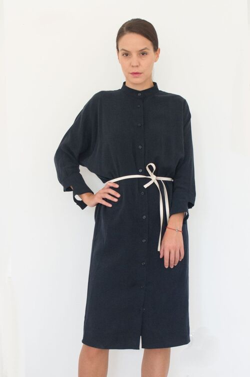 Black Midi Shirt Dress Adamina Beige