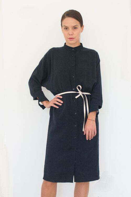 Black Midi Shirt Dress Adamina Navy