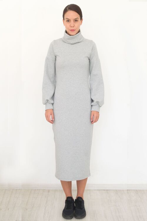 Grey Casual Midi Dress - M - Grey