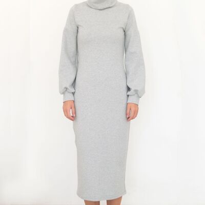 Grey Casual Midi Dress - M - Grey