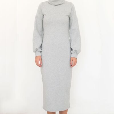 Grey Casual Midi Dress - 2XL - Grey