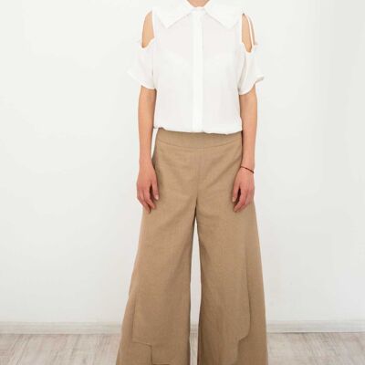 Pantaloni palazzo in lino beige Alina Summer