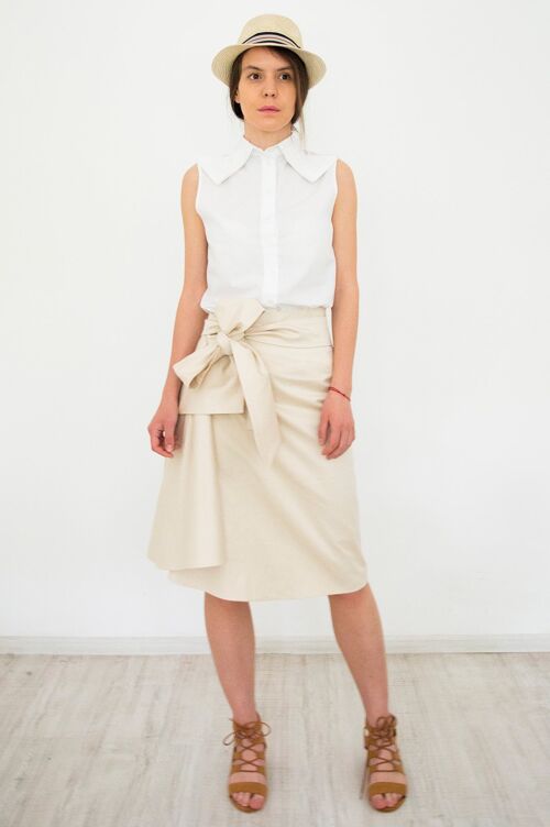 Beige Asymmetrical Skirt Anaina